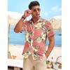 imageCOOFANDY Mens Casual Linen Shirt Short Sleeve Button Down Shirt Summer Beach Hawaiian ShirtsFloralpink