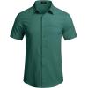 imageCOOFANDY Mens Casual Linen Shirt Short Sleeve Button Down Shirt Summer Beach Hawaiian ShirtsForest Green
