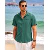 imageCOOFANDY Mens Casual Linen Shirt Short Sleeve Button Down Shirt Summer Beach Hawaiian ShirtsForest Green