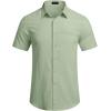 imageCOOFANDY Mens Casual Linen Shirt Short Sleeve Button Down Shirt Summer Beach Hawaiian ShirtsGreen