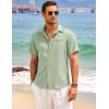 imageCOOFANDY Mens Casual Linen Shirt Short Sleeve Button Down Shirt Summer Beach Hawaiian ShirtsGreen