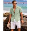 imageCOOFANDY Mens Casual Linen Shirt Short Sleeve Button Down Shirt Summer Beach Hawaiian ShirtsGreen
