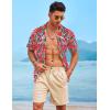 imageCOOFANDY Mens Casual Linen Shirt Short Sleeve Button Down Shirt Summer Beach Hawaiian ShirtsLeavesred