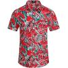 imageCOOFANDY Mens Casual Linen Shirt Short Sleeve Button Down Shirt Summer Beach Hawaiian ShirtsLeavesred