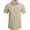 imageCOOFANDY Mens Casual Linen Shirt Short Sleeve Button Down Shirt Summer Beach Hawaiian ShirtsLight Coffee