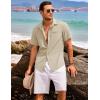 imageCOOFANDY Mens Casual Linen Shirt Short Sleeve Button Down Shirt Summer Beach Hawaiian ShirtsLight Coffee