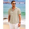 imageCOOFANDY Mens Casual Linen Shirt Short Sleeve Button Down Shirt Summer Beach Hawaiian ShirtsLight Coffee