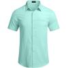 imageCOOFANDY Mens Casual Linen Shirt Short Sleeve Button Down Shirt Summer Beach Hawaiian ShirtsLight Green