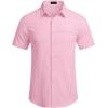 imageCOOFANDY Mens Casual Linen Shirt Short Sleeve Button Down Shirt Summer Beach Hawaiian ShirtsLight Pink