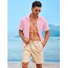 imageCOOFANDY Mens Casual Linen Shirt Short Sleeve Button Down Shirt Summer Beach Hawaiian ShirtsLight Pink