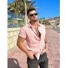 imageCOOFANDY Mens Casual Linen Shirt Short Sleeve Button Down Shirt Summer Beach Hawaiian ShirtsPink