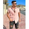 imageCOOFANDY Mens Casual Linen Shirt Short Sleeve Button Down Shirt Summer Beach Hawaiian ShirtsPink