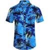 imageCOOFANDY Mens Casual Linen Shirt Short Sleeve Button Down Shirt Summer Beach Hawaiian ShirtsResort Islandblue