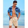 imageCOOFANDY Mens Casual Linen Shirt Short Sleeve Button Down Shirt Summer Beach Hawaiian ShirtsResort Islandblue