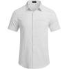 imageCOOFANDY Mens Casual Linen Shirt Short Sleeve Button Down Shirt Summer Beach Hawaiian ShirtsWhite