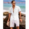 imageCOOFANDY Mens Casual Linen Shirt Short Sleeve Button Down Shirt Summer Beach Hawaiian ShirtsWhite