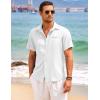 imageCOOFANDY Mens Casual Linen Shirt Short Sleeve Button Down Shirt Summer Beach Hawaiian ShirtsWhite