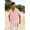 imageCOOFANDY Mens Casual Linen Shirt Short Sleeve Button Down Shirt Summer Beach Shirts with PocketPink