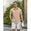 imageCOOFANDY Mens Casual Shirts Short Sleeve Button Down Shirt Wrinkle Free Summer ShirtKhaki