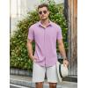 imageCOOFANDY Mens Casual Shirts Short Sleeve Button Down Shirt Wrinkle Free Summer ShirtLight Purple