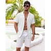 imageCOOFANDY Mens Casual Shirts Short Sleeve Button Down Shirts Fashion Textured Summer Beach ShirtA White