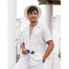 imageCOOFANDY Mens Casual Shirts Short Sleeve Button Down Shirts Fashion Textured Summer Beach ShirtA White