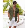 imageCOOFANDY Mens Casual Shirts Short Sleeve Button Down Shirts Fashion Textured Summer Beach ShirtArmy Green