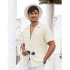 imageCOOFANDY Mens Casual Shirts Short Sleeve Button Down Shirts Fashion Textured Summer Beach ShirtBeige