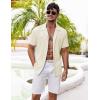 imageCOOFANDY Mens Casual Shirts Short Sleeve Button Down Shirts Fashion Textured Summer Beach ShirtBeige