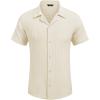imageCOOFANDY Mens Casual Shirts Short Sleeve Button Down Shirts Fashion Textured Summer Beach ShirtBeige