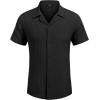 imageCOOFANDY Mens Casual Shirts Short Sleeve Button Down Shirts Fashion Textured Summer Beach ShirtBlack