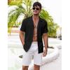imageCOOFANDY Mens Casual Shirts Short Sleeve Button Down Shirts Fashion Textured Summer Beach ShirtBlack