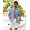 imageCOOFANDY Mens Casual Shirts Short Sleeve Button Down Shirts Fashion Textured Summer Beach ShirtBlue