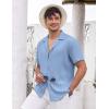imageCOOFANDY Mens Casual Shirts Short Sleeve Button Down Shirts Fashion Textured Summer Beach ShirtBlue