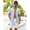imageCOOFANDY Mens Casual Shirts Short Sleeve Button Down Shirts Fashion Textured Summer Beach ShirtBlue Thick Stripe