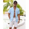 imageCOOFANDY Mens Casual Shirts Short Sleeve Button Down Shirts Fashion Textured Summer Beach ShirtClear Blue