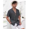 imageCOOFANDY Mens Casual Shirts Short Sleeve Button Down Shirts Fashion Textured Summer Beach ShirtDark Grey