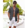 imageCOOFANDY Mens Casual Shirts Short Sleeve Button Down Shirts Fashion Textured Summer Beach ShirtDark Grey