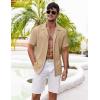imageCOOFANDY Mens Casual Shirts Short Sleeve Button Down Shirts Fashion Textured Summer Beach ShirtKhaki