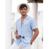 imageCOOFANDY Mens Casual Shirts Short Sleeve Button Down Shirts Fashion Textured Summer Beach ShirtLight Blue