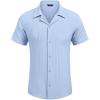imageCOOFANDY Mens Casual Shirts Short Sleeve Button Down Shirts Fashion Textured Summer Beach ShirtLight Blue