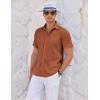 imageCOOFANDY Mens Casual Shirts Short Sleeve Button Down Shirts Fashion Textured Summer Beach ShirtLight Brown