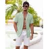 imageCOOFANDY Mens Casual Shirts Short Sleeve Button Down Shirts Fashion Textured Summer Beach ShirtLight Green