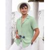 imageCOOFANDY Mens Casual Shirts Short Sleeve Button Down Shirts Fashion Textured Summer Beach ShirtLight Green