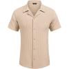 imageCOOFANDY Mens Casual Shirts Short Sleeve Button Down Shirts Fashion Textured Summer Beach ShirtLight Khaki
