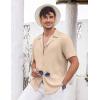 imageCOOFANDY Mens Casual Shirts Short Sleeve Button Down Shirts Fashion Textured Summer Beach ShirtLight Khaki