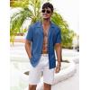 imageCOOFANDY Mens Casual Shirts Short Sleeve Button Down Shirts Fashion Textured Summer Beach ShirtNavy