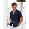 imageCOOFANDY Mens Casual Shirts Short Sleeve Button Down Shirts Fashion Textured Summer Beach ShirtNavy Blue