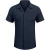 imageCOOFANDY Mens Casual Shirts Short Sleeve Button Down Shirts Fashion Textured Summer Beach ShirtNavy Blue