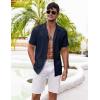 imageCOOFANDY Mens Casual Shirts Short Sleeve Button Down Shirts Fashion Textured Summer Beach ShirtNavy Blue